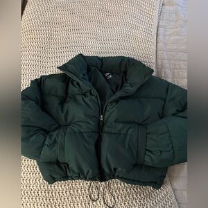 Essentials green puffer jacket